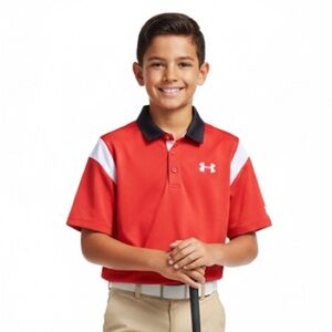 Under Armour Canada Day Red Black White Youth Large Boy’s Golf Shirt